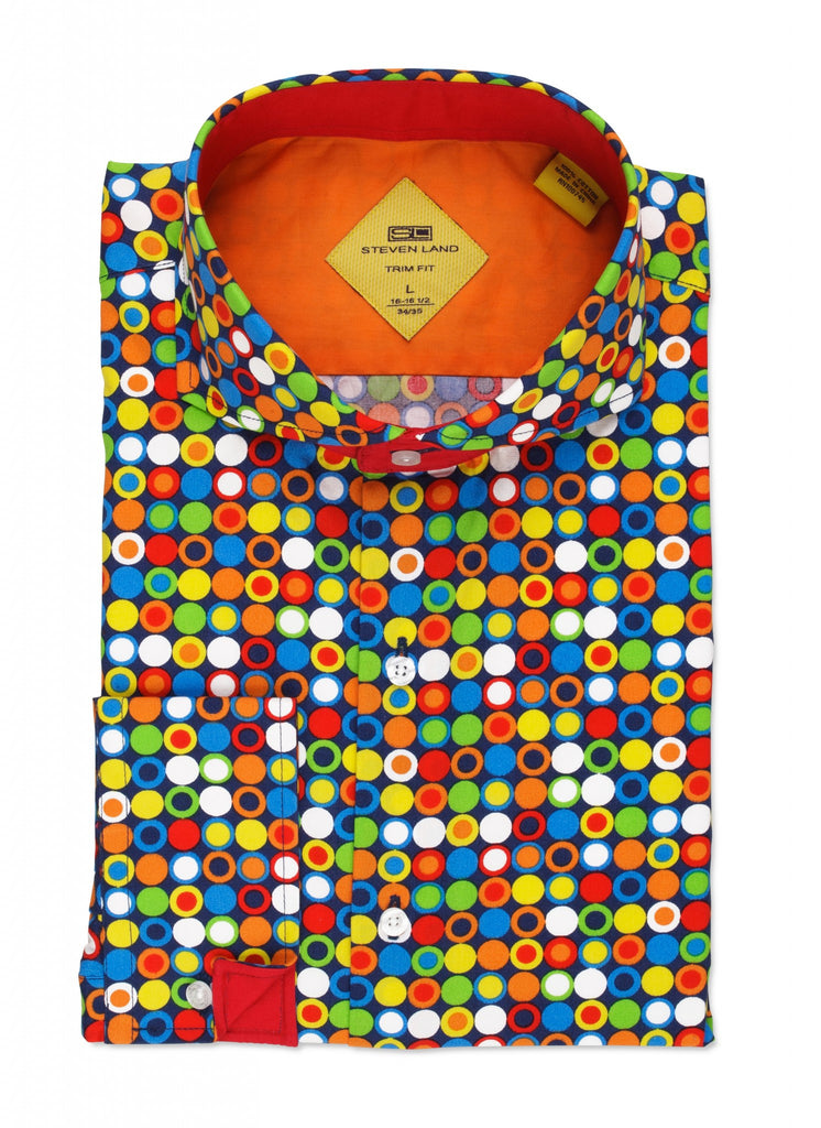 Steven Land Dress Shirt Multi Polka ...